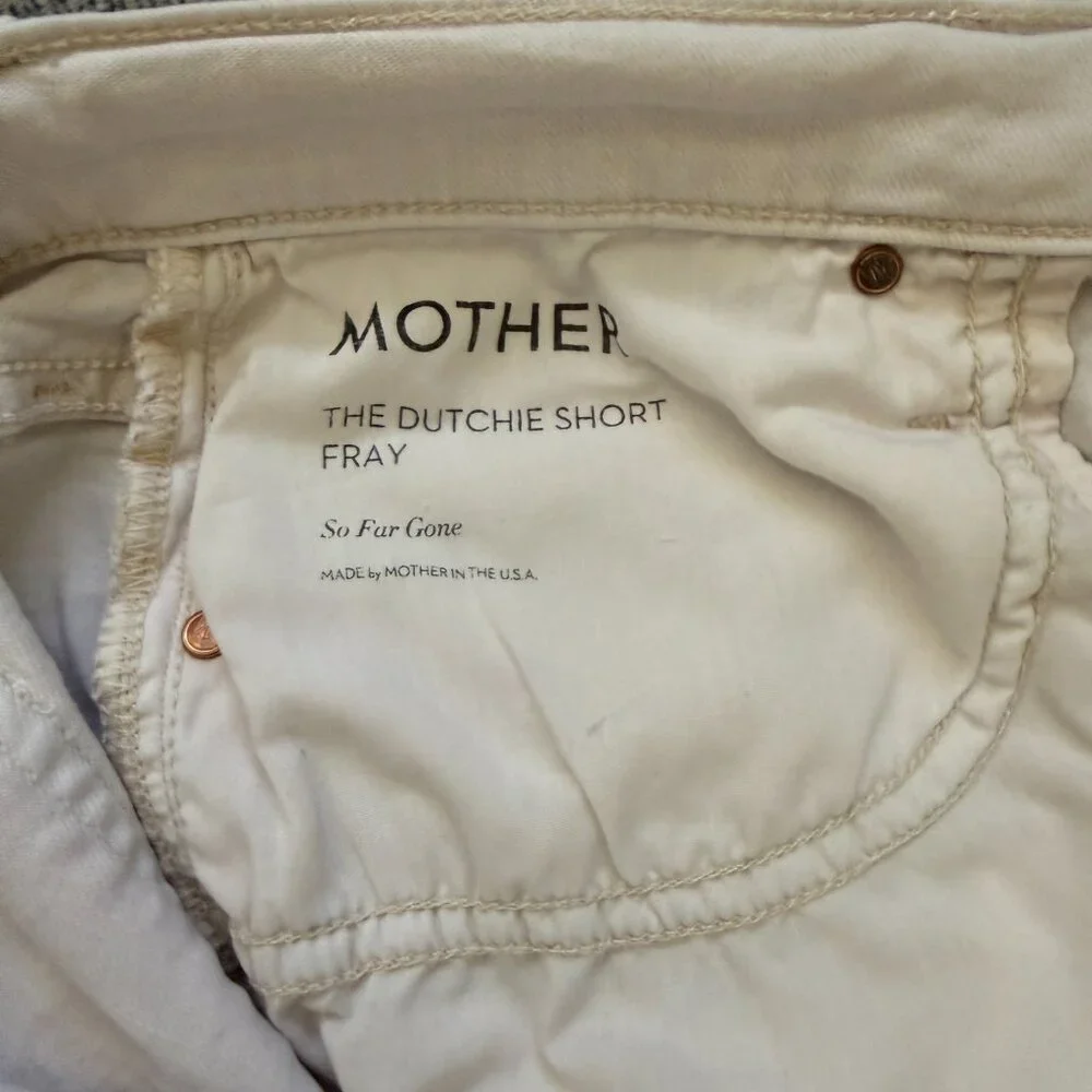 MOTHER The Dutchie Fray Shorts So Far Gone -Cream- 28- Medium Rise - Picture 9 of 11